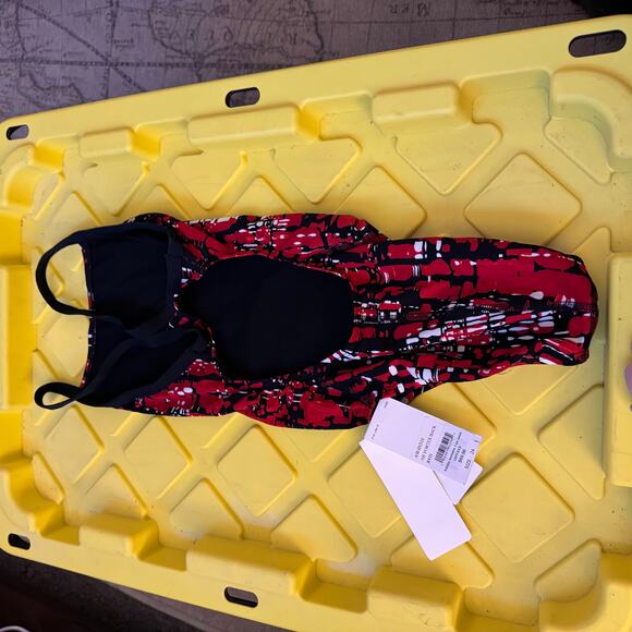 NWT Adidas Infinitex Amoeba Blocks Vortex Back Swimsuit One Piece Womens Size 24 - Picture 3 of 6